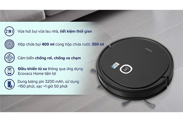 Robot hút bụi lau nhà Ecovacs Deebot U2 Pro