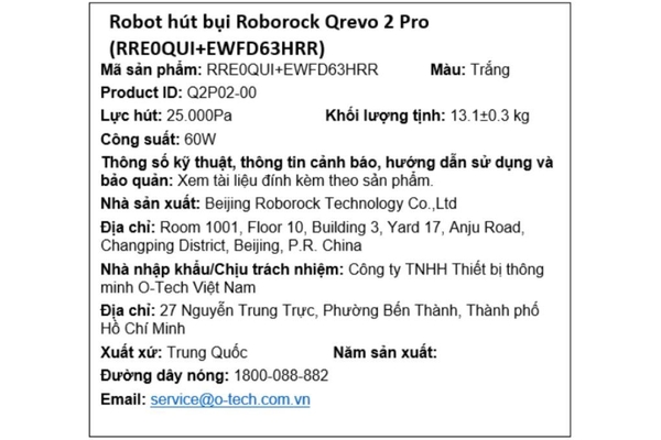 Robot hút bụi lau nhà Roborock Qrevo 2 Pro - Trắng