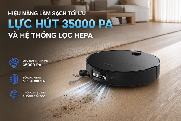 Robot hút bụi lau nhà Roborock Saros 20 Sonic Complete - Đen