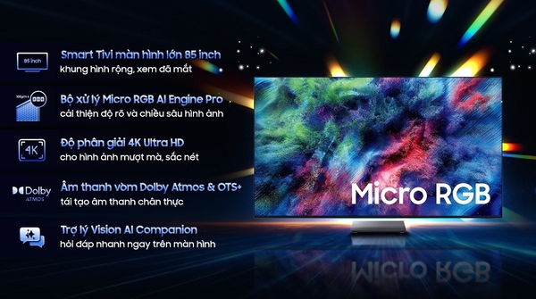 Smart Tivi Micro RGB Samsung AI 4K 65 inch MRA65R95HX [65R95HX] Mới 2026