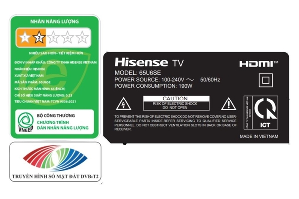 Smart Tivi Mini LED Hisense AI 4K 65 inch 65U6SE Mới 2026