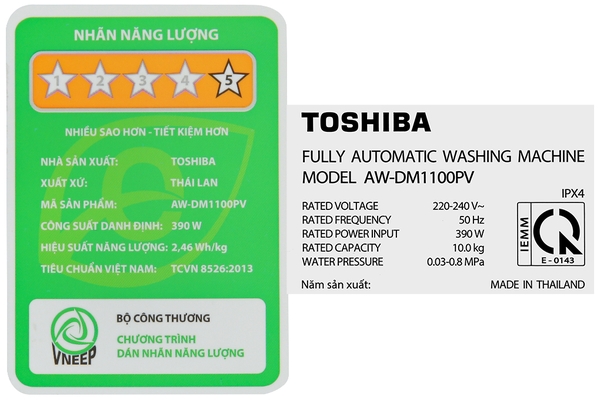 Máy giặt Toshiba Inverter 10 kg AW-DM1100PV (KK) - ảnh 10