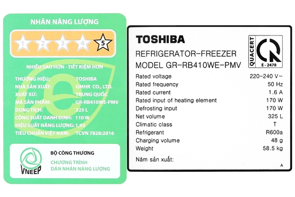Tủ lạnh Toshiba Inverter 325 lít GR-RB410WE-PMV(SG)