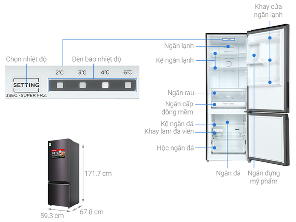 Tủ lạnh Toshiba Inverter 325 lít GR-RB410WE-PMV(SG)