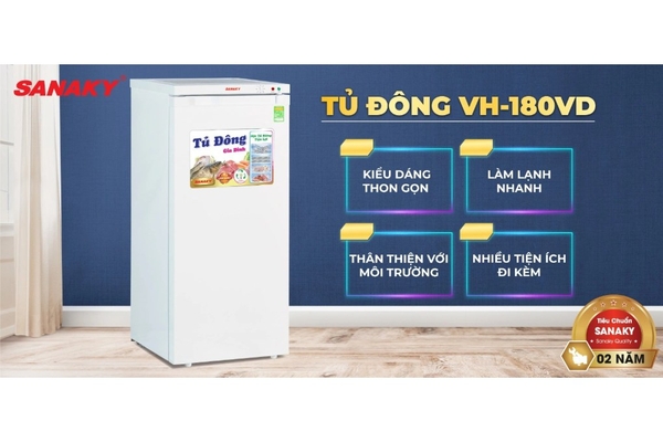 Tủ đông đứng Sanaky 150 lít VH-180VD
