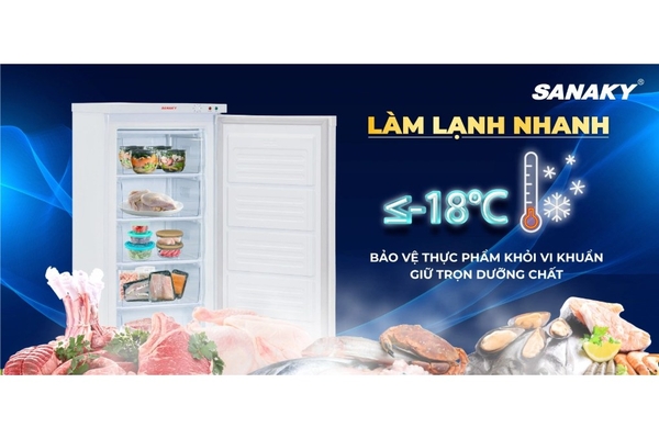 Tủ đông đứng Sanaky 150 lít VH-180VD