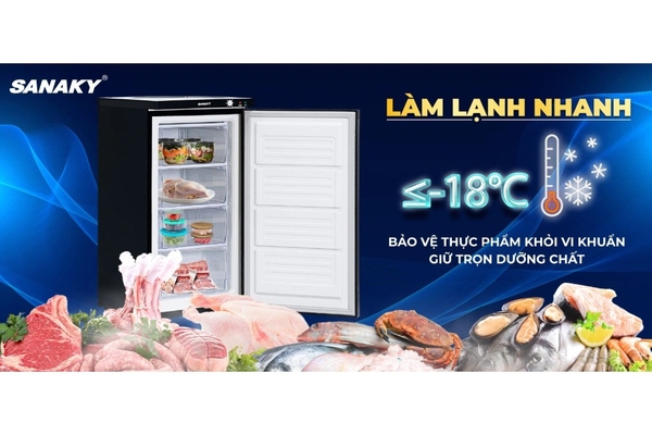 Tủ đông đứng Sanaky Inverter 118 lít VH-160VD3