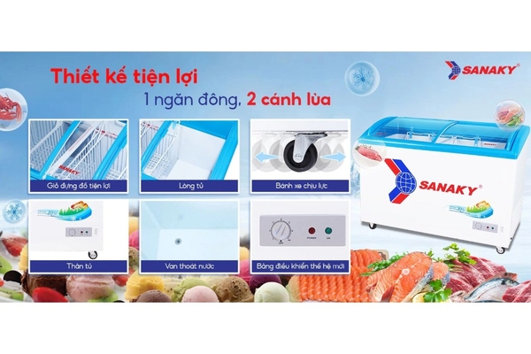 Tủ đông kính lùa Sanaky 324 lít VH-4899K