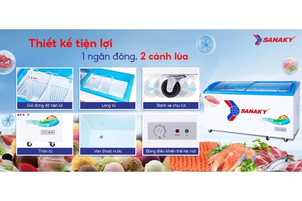 Tủ đông kính lùa Sanaky 437 lít VH-6899K