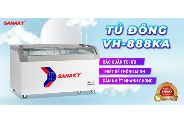 Tủ đông kính lùa Sanaky 500 lít VH-888KA