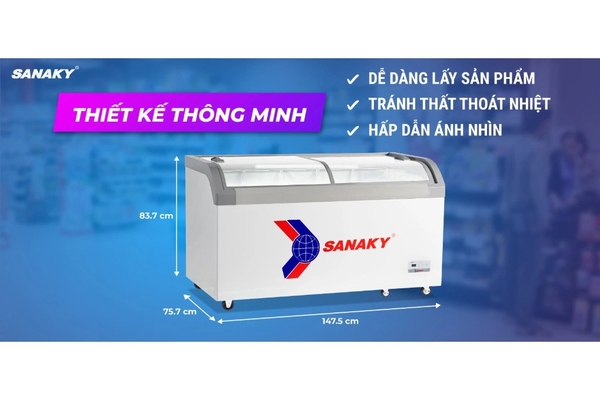 Tủ đông kính lùa Sanaky 500 lít VH-888KA
