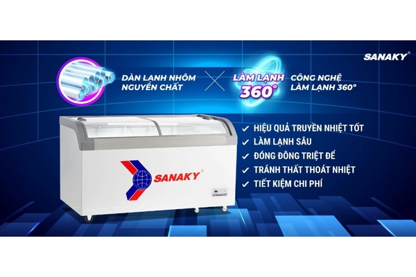 Tủ đông kính lùa Sanaky 500 lít VH-888KA