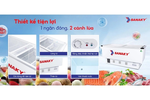 Tủ đông kính lùa Sanaky 516 lít VH-999K