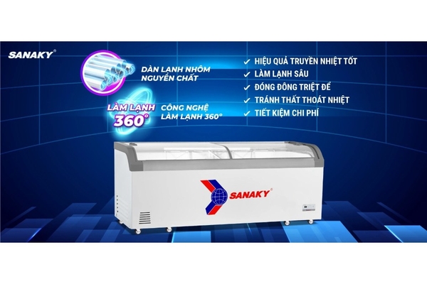 Tủ đông kính lùa Sanaky 750 lít VH-1008KA
