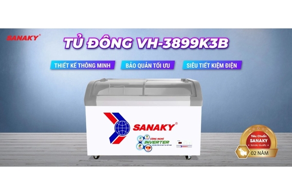 Tủ đông kính lùa Sanaky Inverter 280 lít VH-3899K3B