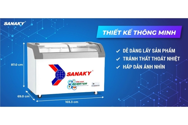 Tủ đông kính lùa Sanaky Inverter 280 lít VH-3899K3B