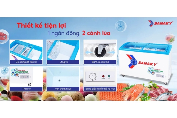 Tủ đông kính lùa Sanaky Inverter 324 lít VH-4899K3