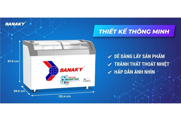 Tủ đông kính lùa Sanaky Inverter 350 lít VH-4899K3B