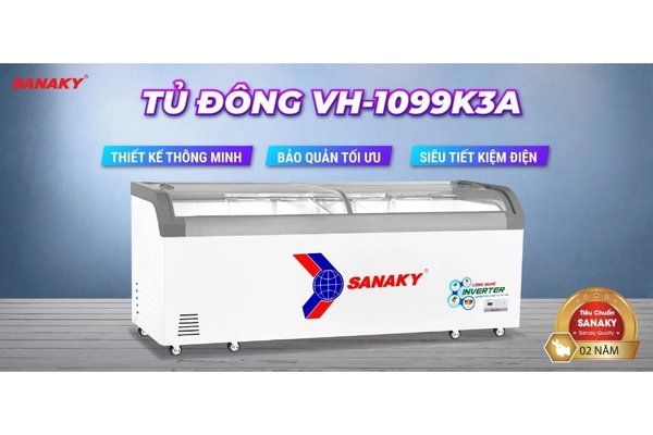 Tủ đông kính lùa Sanaky Inverter 750 lít VH-1099K3A
