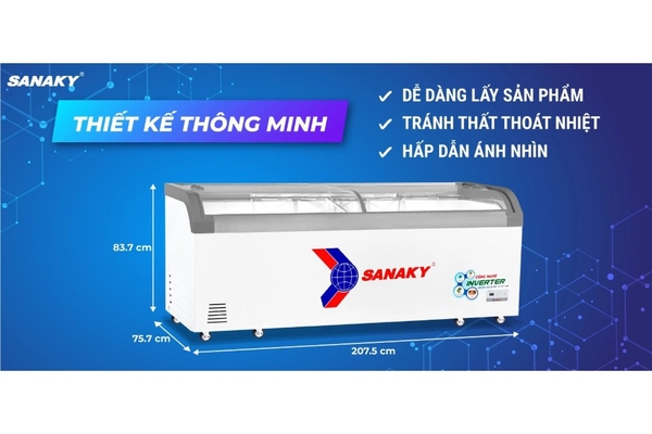 Tủ đông kính lùa Sanaky Inverter 750 lít VH-1099K3A