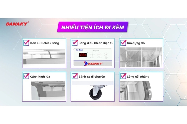 Tủ đông kính lùa Sanaky Inverter 750 lít VH-1099K3A