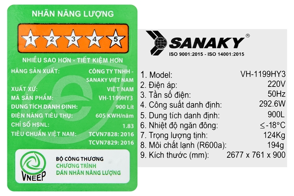 Tủ đông Sanaky Inverter 900 lít VH-1199HY3 - ảnh 13