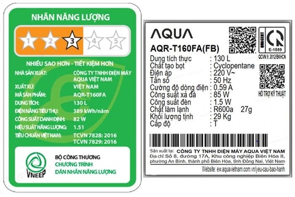 Tủ lạnh Aqua 130 lít AQR-T160FA(BS) - ảnh 5