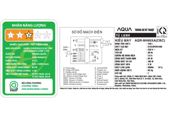 Tủ lạnh Aqua Inverter 410 lít Multi Door AQR-M466XA (CBC) - ảnh 10