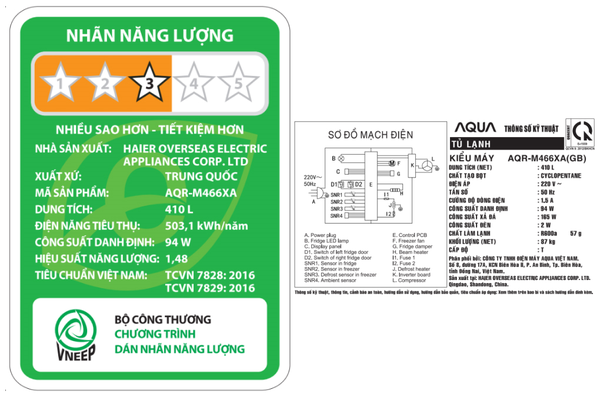 Tủ lạnh Aqua Inverter 410 lít AQR-M466XA (GB)