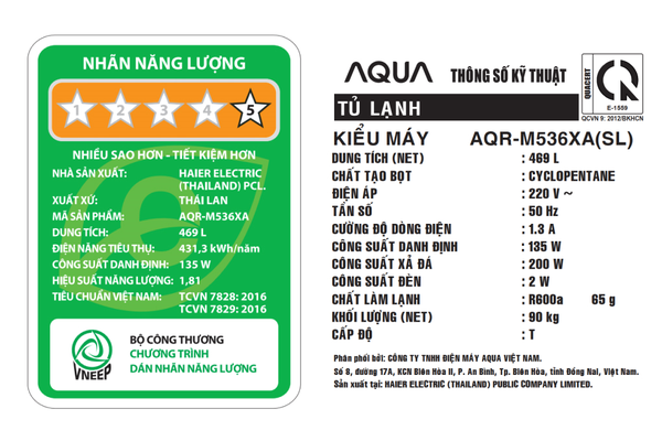 Tủ lạnh Aqua Inverter 469 lít AQR-M536XA (SL) - ảnh 6