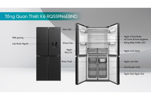 Tủ lạnh Hisense Inverter 427 lít Multi Door RQ559N4EBND Mới 2026