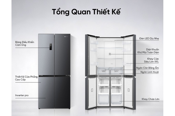 Tủ lạnh Hisense Inverter 460 lít Multi Door RQ465N5ES