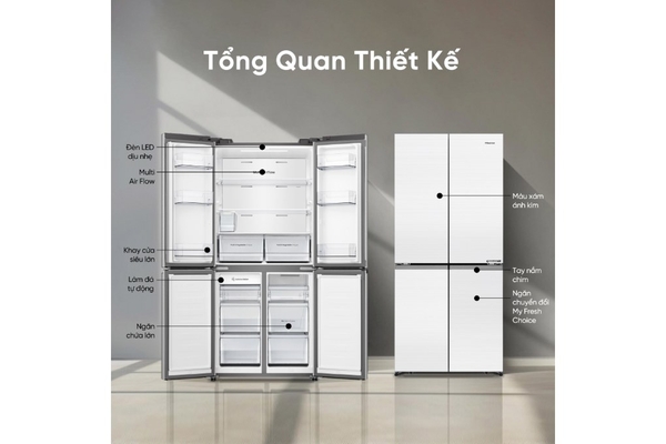 Tủ lạnh Hisense Inverter 488 lít Multi Door RQ470P5GW
