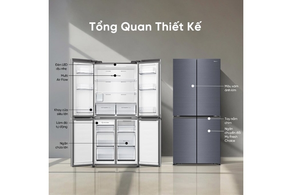 Tủ lạnh Hisense Inverter 488 lít Multi Door RQ630N4EBUI3 Mới 2026
