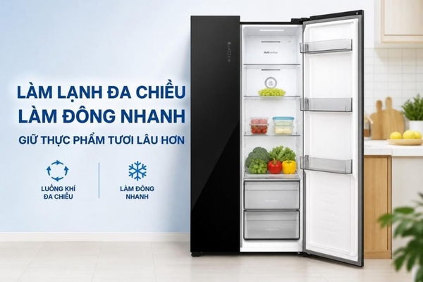 Tủ lạnh Hisense Inverter 544 lít Side By Side RS708N4EBU Mới 2026