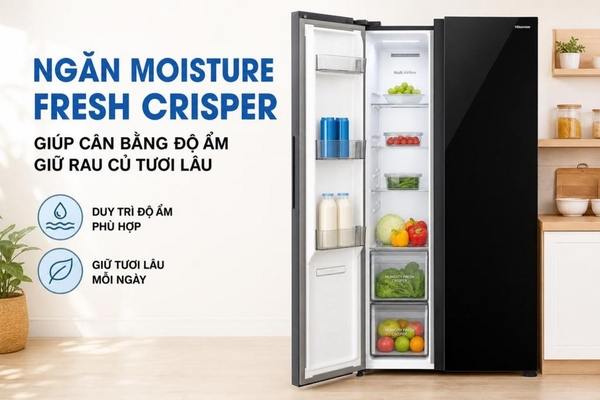Tủ lạnh Hisense Inverter 544 lít Side By Side RS708N4EBU Mới 2026