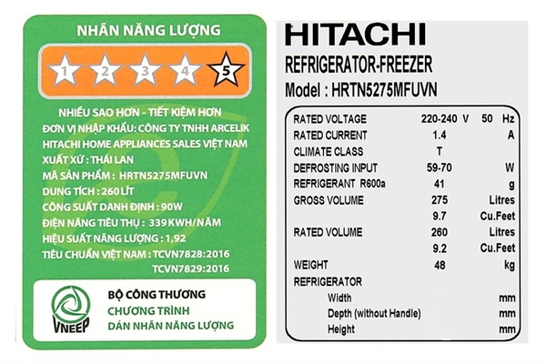 Tủ lạnh Hitachi Inverter 260 lít HRTN5275MFUVN - ảnh 13