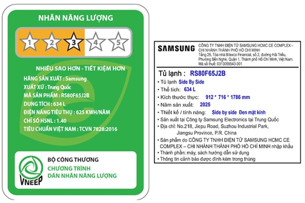 Tủ lạnh Samsung Inverter 634 lít Side By Side RS80F65J2BSV