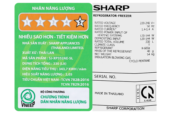 Tủ lạnh Sharp Inverter 330 lít SJ-XP352AE-SL - ảnh 10