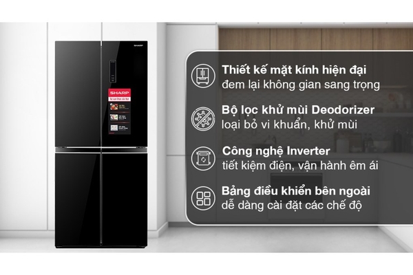 Tủ lạnh Sharp Inverter 362 lít Multi Door SJ-FX420VG-BK