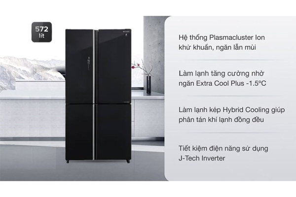 Tủ lạnh Sharp Inverter 572 lít Multi Door SJ-FXP640VG-BK Hàng Thái Lan