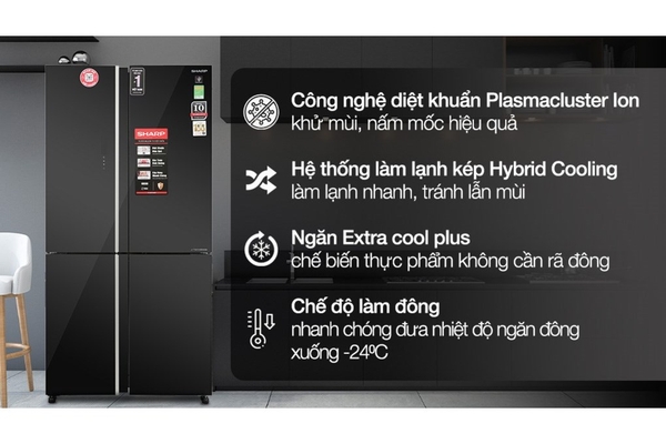 Tủ lạnh Sharp Inverter 572 lít Multi Door SJ-FXP640VG-BK Hàng Thái Lan