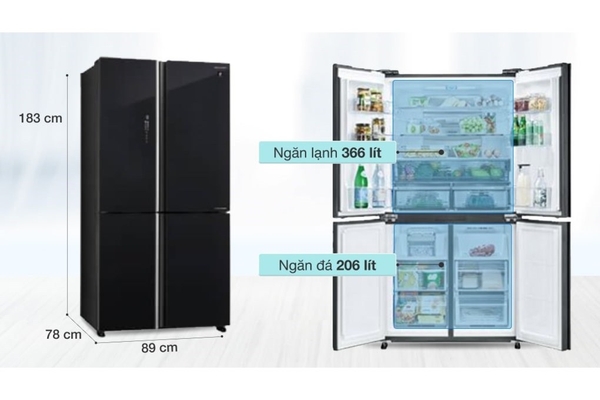 Tủ lạnh Sharp Inverter 572 lít Multi Door SJ-FXP640VG-BK Hàng Thái Lan