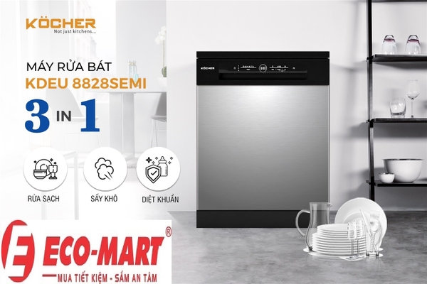 Lí do nên mua máy rửa bát Kocher KDEU-8828 SEMI ?