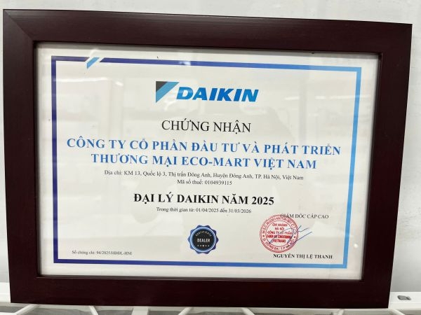 Eco-Mart Đại lý Daikin 2025 – khẳng định uy tín phân phối điều hòa Daikin chính hãng, dịch vụ lắp đặt và bảo hành chuyên nghiệp toàn quốc.