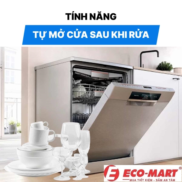 Hé cửa tự động trên máy rửa bát Bosch SMS8YCI01E Serie 8 – Nhỏ nhưng có võ