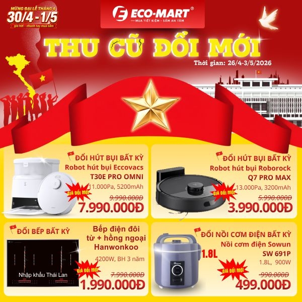 MỪNG ĐẠI LỄ THÁNG 4 ( 10/03 - 30/4 - 01/05) TỪ 26/04 đến hết 03/05/2026