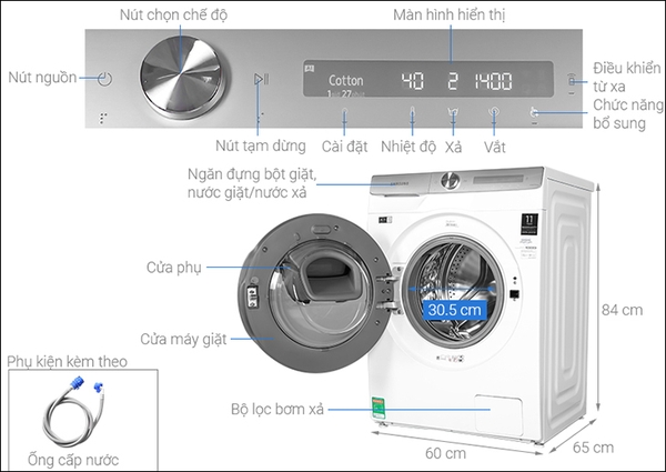 Cách sử dụng bẳng điều khiển máy giặt Samsung AI đời mới như thế nào?
