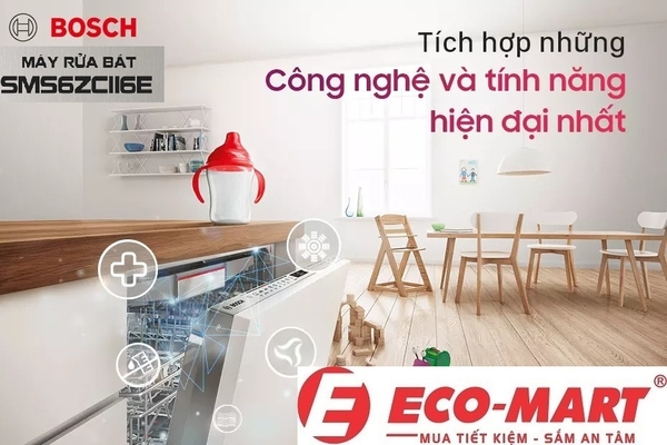 Các công nghệ hiện đại trang bị trong máy rửa bát Bosch SMS6ZCI16E