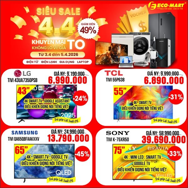 🎉 SIÊU SALE 4.4  – KHUYẾN MẠI TO, KHÔNG LO VỀ GIÁ 🎉 từ 03.04 đến 05.04.2026